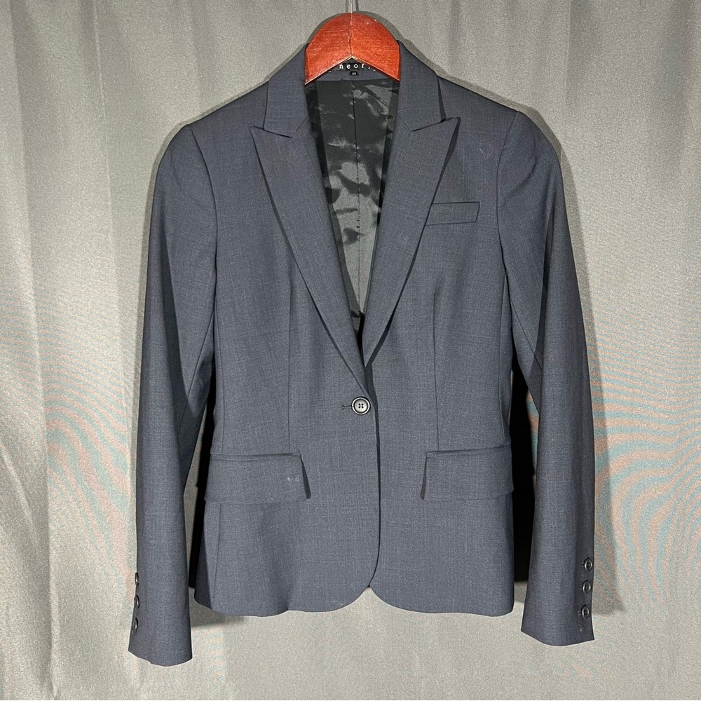 Theory Gabe Gray Women’s Blazer Size 00 Modern Quiet Luxury Career
